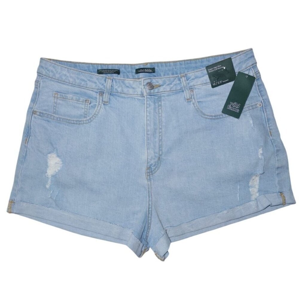 Wild Fable Women's Light Blue Cuffed Hem Denim Shorts, Size 16, NWT.